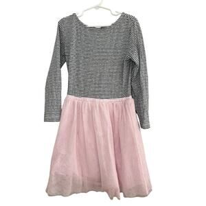 J. Crew Crewcuts Small Black & White stripe pink tulle dress